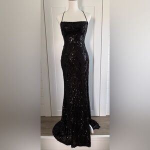 Windsor Black Sequin Halter Special Occasion - Dances - Prom Gown